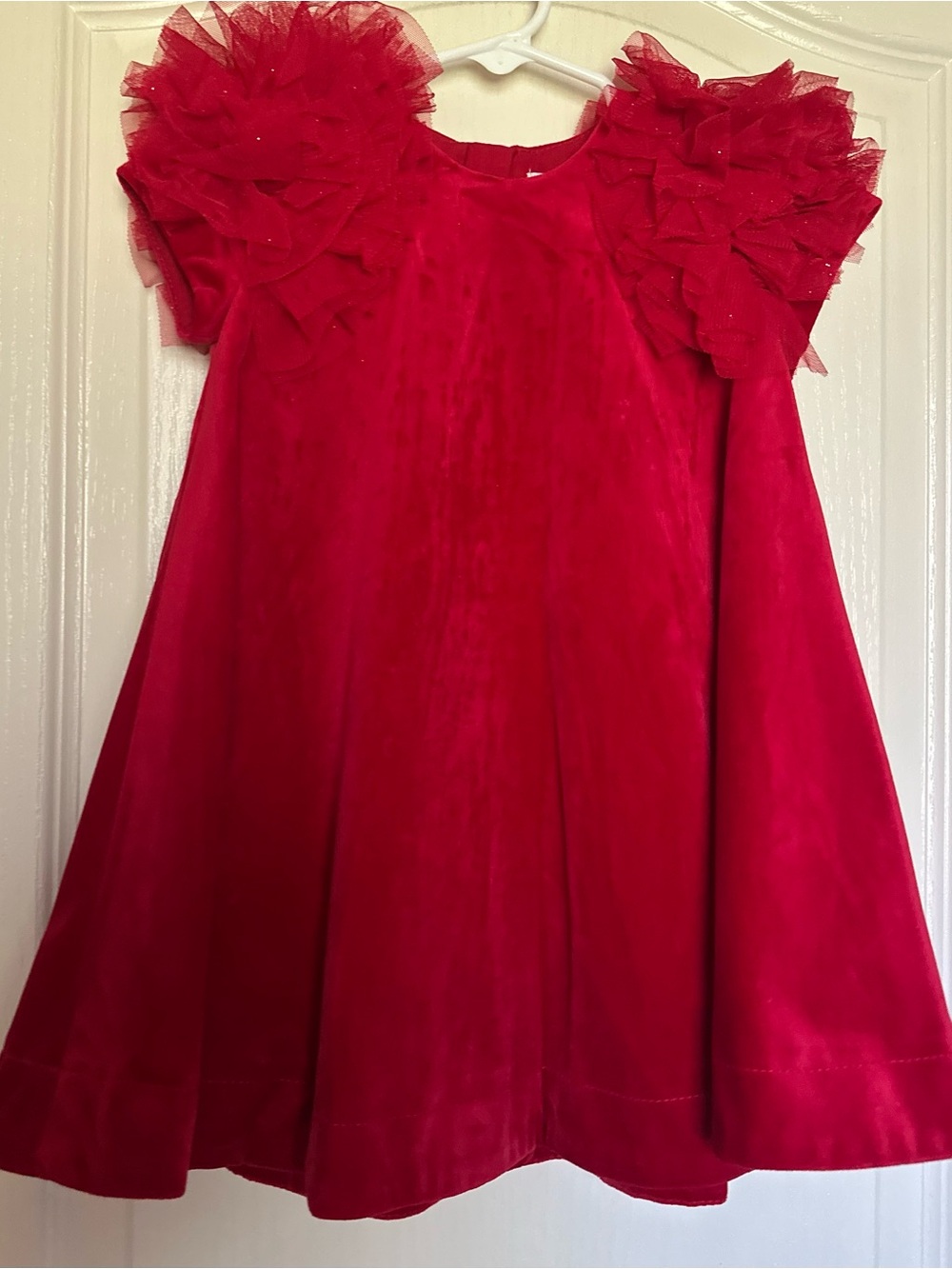 Mayoral Red Velvet Tulle Ruffle Dress 3Y